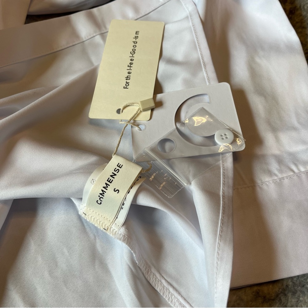Commense White Semi-Sheer Button Down Tied Long Shirt - Picture 6 of 6